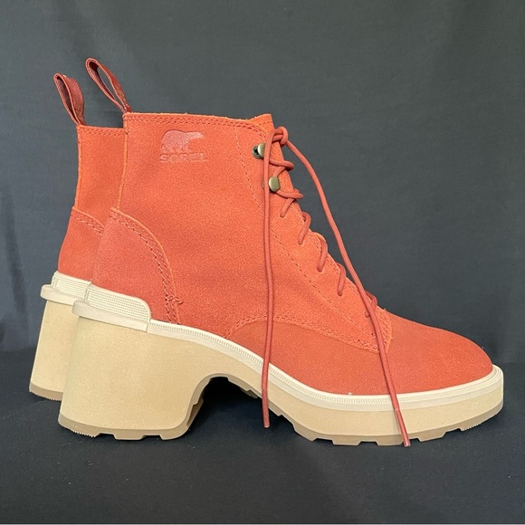 Women’s Sorel Hi-Line Heel Lace Up Warp Red Tawny Buff Size 6 - Picture 2 of 7